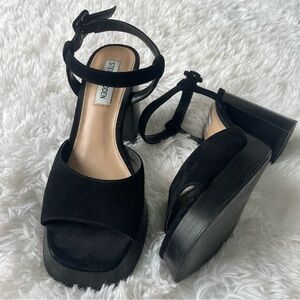 Steve Madden Black Suede Chunky Platform Heels